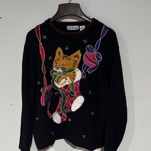 Cute UGLY holiday sweater!! Christmas Cat Sweater